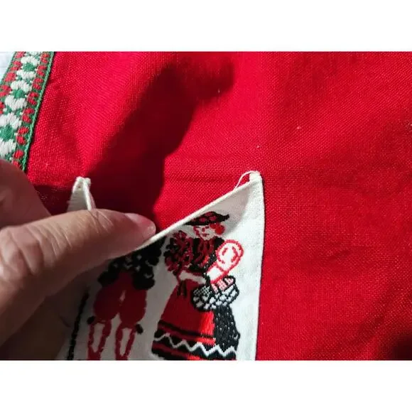(Set of 2) Germany Place Settings Mats Red Cloth 10X14" Embroidered Pocket - Picture 6 of 11
